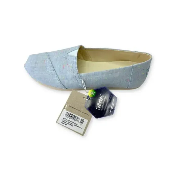 Toms Women's New Alpargata Flats Size 8.5 Light Blue Speckled Linen Slip On - Picture 11 of 15